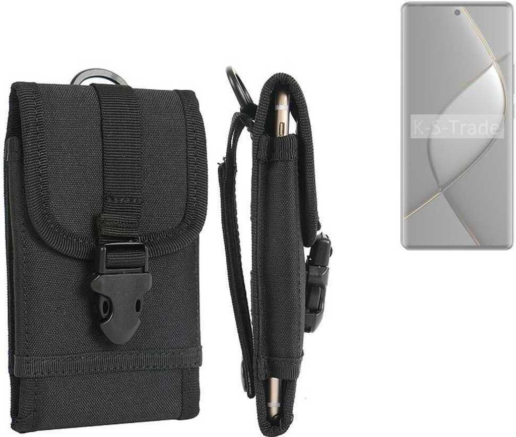 K-S-Trade Holster Handy Hülle kompatibel mit Tecno Spark 20 Pro+ Holster Handytasche Gürtel Tasche Schutz Hülle Robust Outdoor schwarz