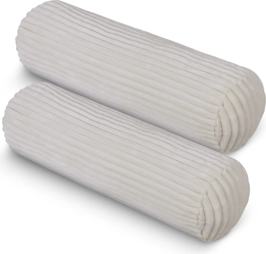 Coussin cylindrique velours côtelé Crème 70cm - Set de 2 moelleux et chic