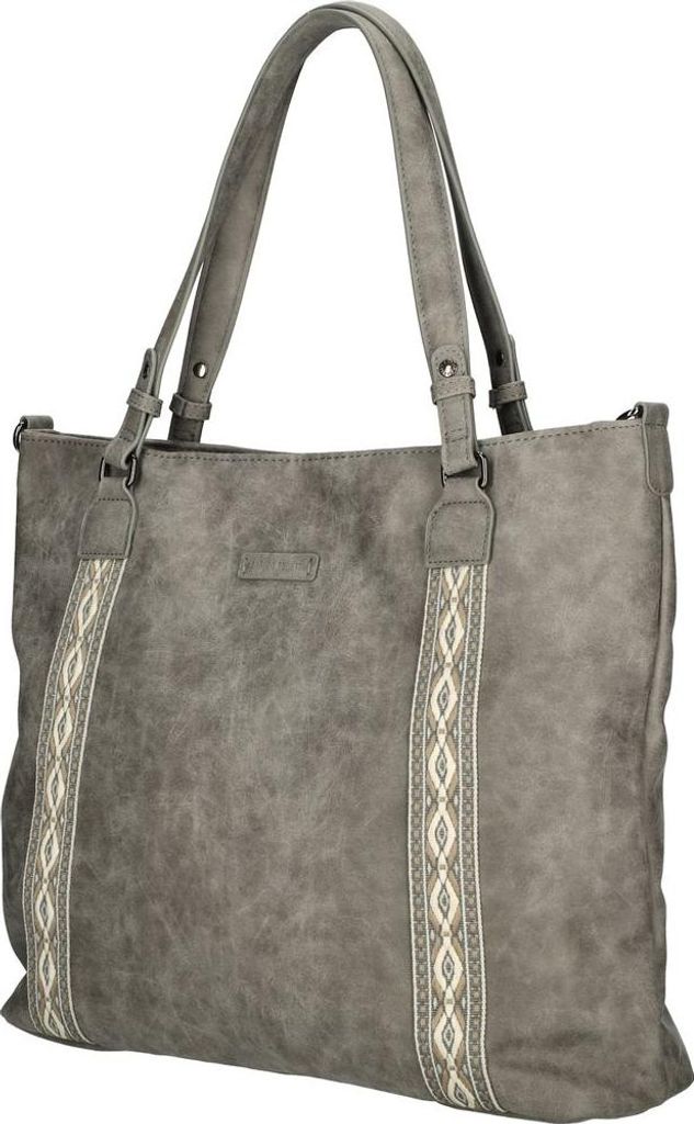XL großer Damen Shopper Umhängetasche Tasche Leder Optik Schultertasche Büro Arbeit Mid-Grey