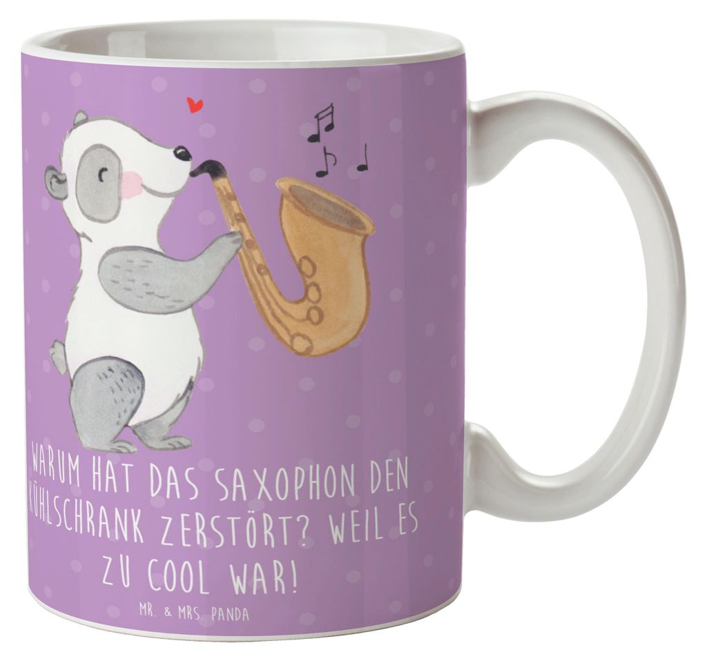 Mr. & Mrs. Panda Kaffeetasse Saxophon Kühlschrank - Lavendeltraum - Geschenk, Musiker, Lernen, humorvoller Spruch, Blues, Tasse, Humor, Cool, Musi...