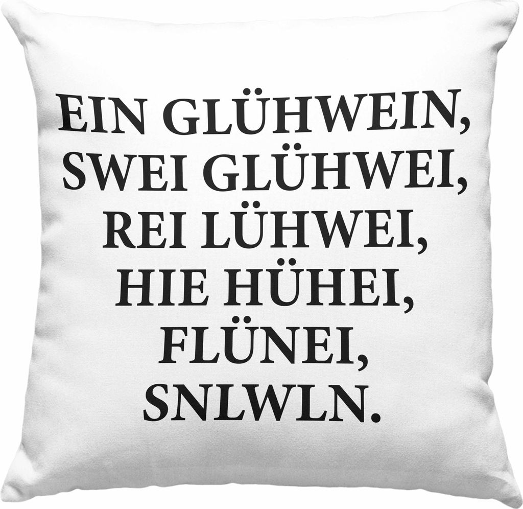 Trendation - Ein Glühwein Deko-Kissen mit Füllung 40x40 Lustig Spruch Glühweinbecher mit Henkel Doppelwandig GlühweinDeko-Kissen mit Füllung 4...