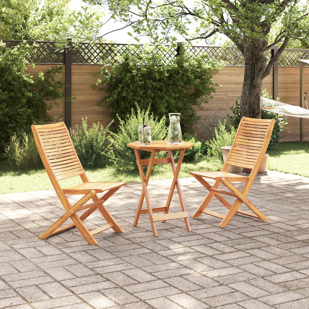3-tlg. Bistro-Set Klappbar Massivholz Akazie, Gartentische DesignMöbel Neu