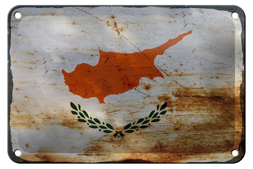 Blechschild Flagge Zypern 18x12cm Flag of Cyprus Rost