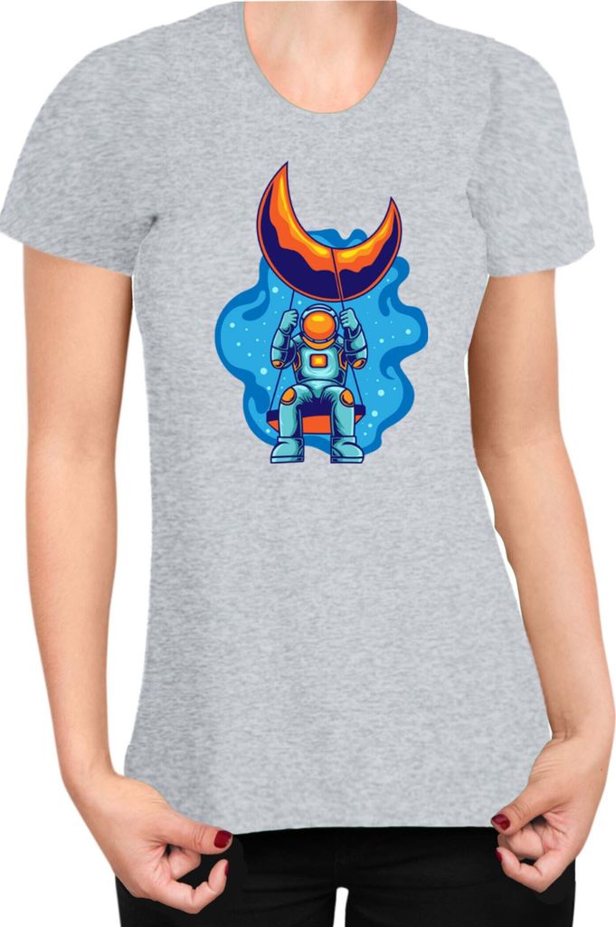 Damen T-Shirt Nasa Space Theme Nasa 004, Lady 2XL / Grau