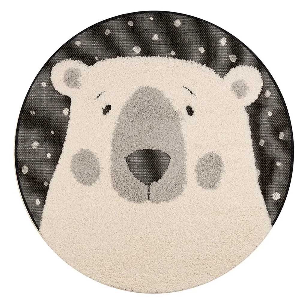 Tapis Anti-taches Rond Ø 120 cm Zala Living Icebear Emmet Noir Facile