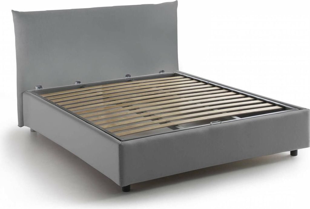 Quadratisches und halbes Bett Dlevant, Containerbett mit Stoffbespannung, 100% Italy, Frontöffnung, passend für Matratze Cm 120x190, Grau