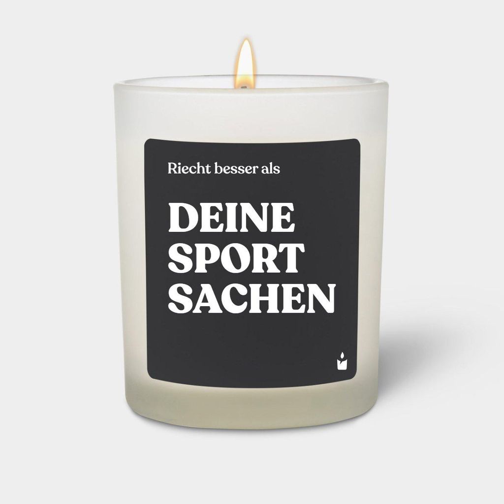 ChattyCandles Duftkerze Weiss Woody Riecht besser als deine Sportsachen