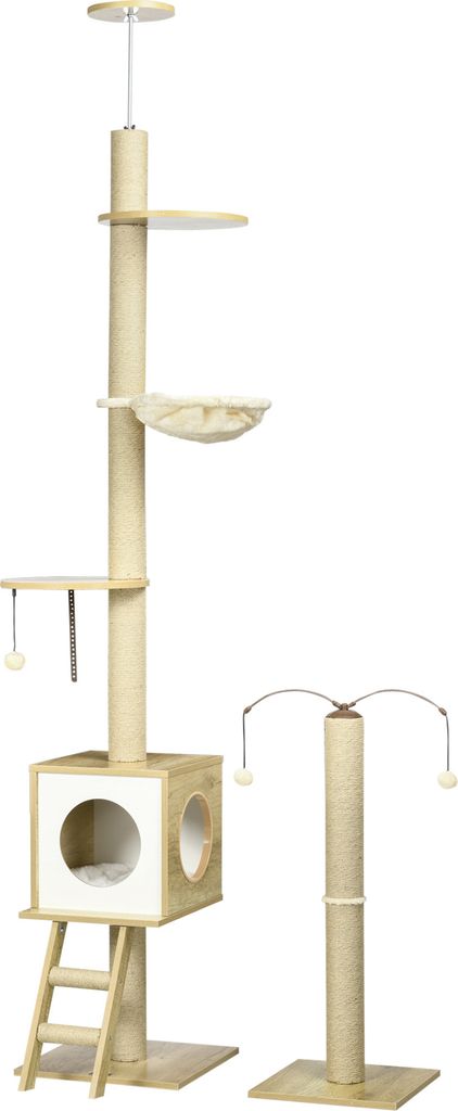 PawHut Lot de 2 arbres à chat sol au plafond hauteur Image du produit 