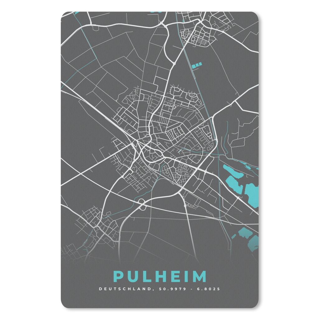MuchoWow Mauspad Mousepad Karte - Stadtplan - Pulheim - Deutschland - Blau 40x60 cm - Mousepads - Maus Mat - Pad - Mausunterlage - Schreibtisch A...