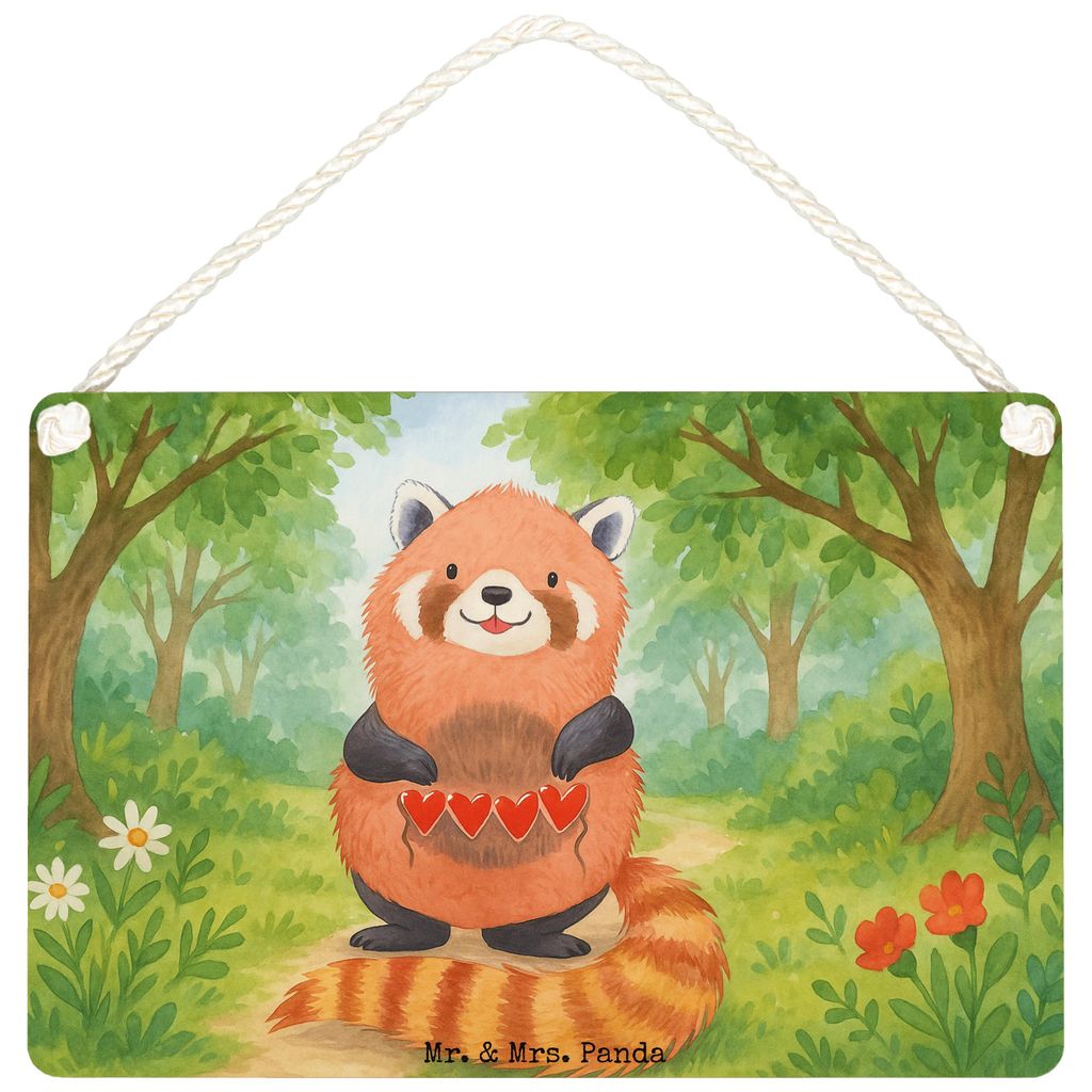 Mr. & Mrs. Panda Schild Roter Panda Design DIN A4 - Weiß - Geschenk, Herz, kleine aufmerksamkeit, Lieblingsmensch, Liebling, Rot, Türschild, Wand...
