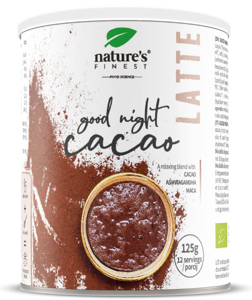 Natures Finest Good Night Latte Entspannender Kruter-Latte mit Kakao, Ashwagandha & Zimt 125 g