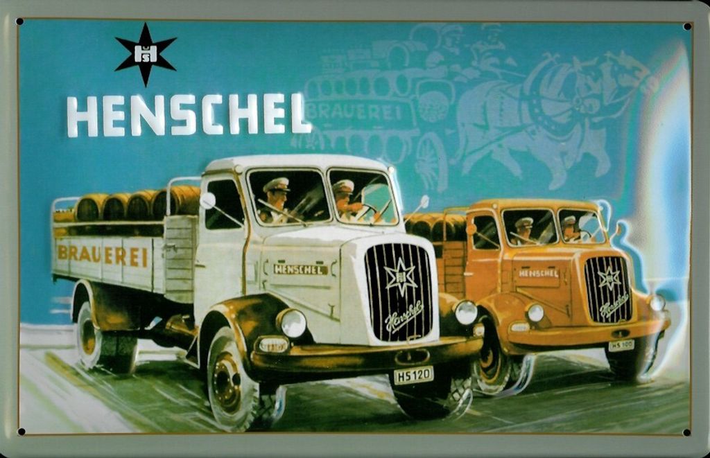 Blechschild Henschel 2 LKW Nostalgieschild Schild Produktbild 