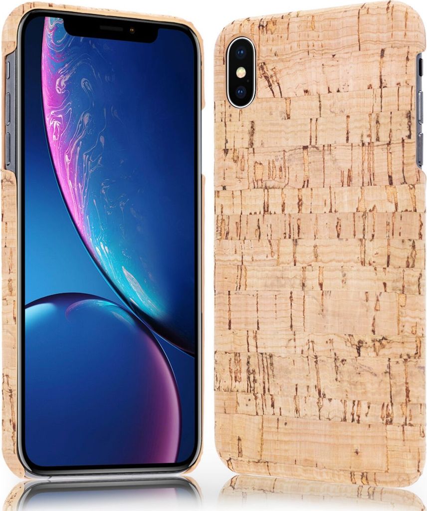 NALIA Kork Hülle für Apple iPhone X XS, Handy Hard Case Holz Look Schutz Cover Light Cork