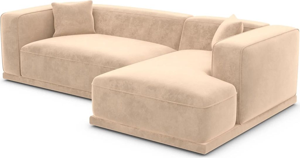 Samtstoff L-Form Sofa Diora Beige Rechts