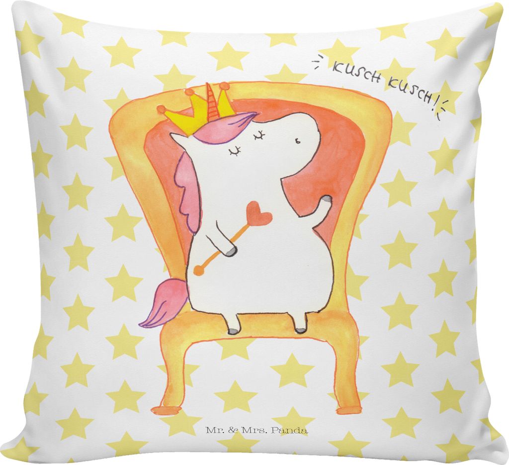Mr. & Mrs. Panda Sofa Kissen Einhorn Prinzessin - Weiß - Geschenk, Polster, Geburtstagsgeschenk, zier, Unicorn, Deko, Dekokissen, Monat, 40x40, Ge...