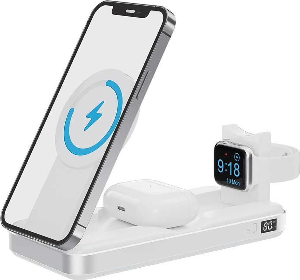 Forever kabellose Powerbank MATB-300 10000 mAh 3in1 weiß Produktbild 