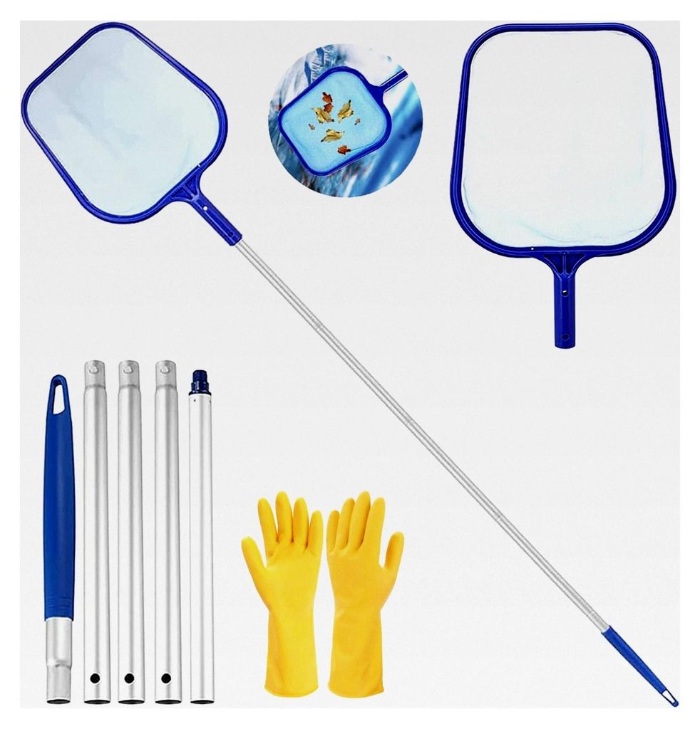 Poolkescher mit Aluminium-Teleskopstange, 122 cm lang - Teichkescher, feinmaschig - Für Teich und Algen im Pool