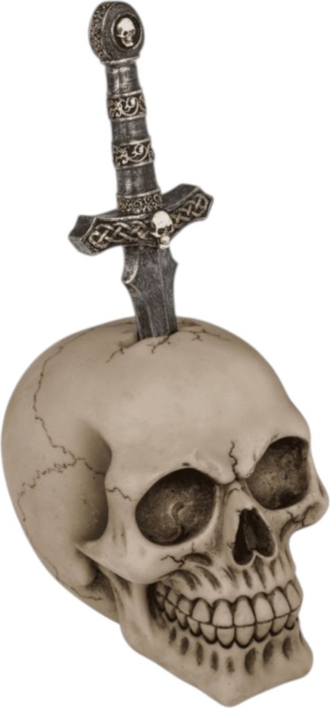 OOTB Spardose mit Schloss Totenkopf mit Schwert