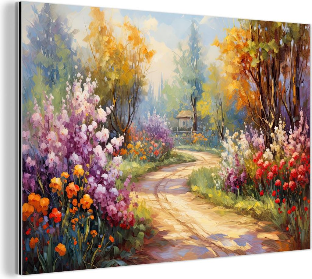 MuchoWow Wanddekoration Metall Metallbild Wandkunst 120x80 cm Blumen - Bäume - Kunst - Aquarell MuchoWow Aluminium Gemälde - Alu Bild