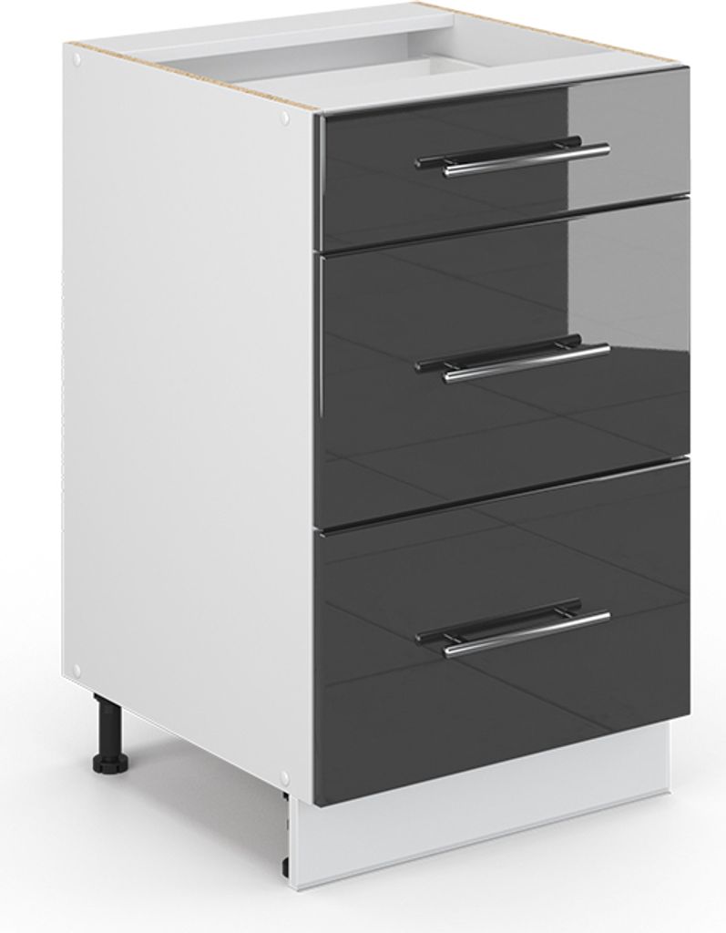 Meuble cuisine Vicco Fame-Line Anthracite Haute brillance Image du produit 