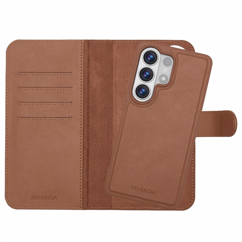 Selencia Olyn abnehmbares Bookcase mit MagSafe für das Samsung Galaxy S26 Ultra – Braun