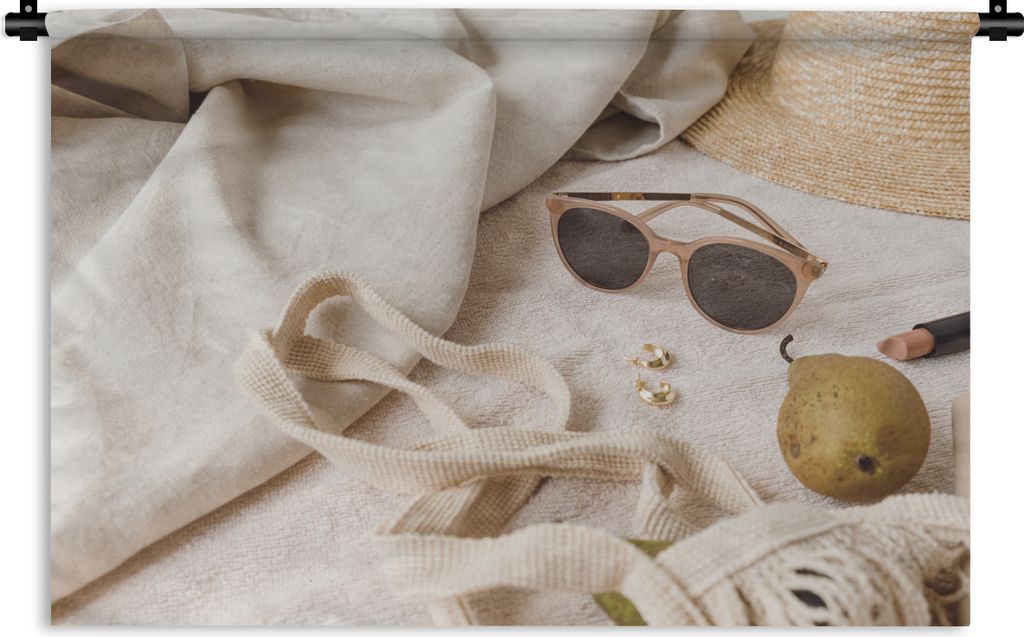 MuchoWow Wandteppich Wandbehang Sommer - Sonnenbrille - Tasche 60x40 cm Tapisserie Dekoration Wandtuch - Wanddekorationen