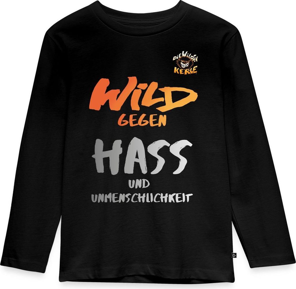 Spreadshirt Die Wilden Kerle Wild Gegen Hass Und Unmenschlichkeit Kinder Premium Langarmshirt, 122/128 (6 Jahre), Schwarz