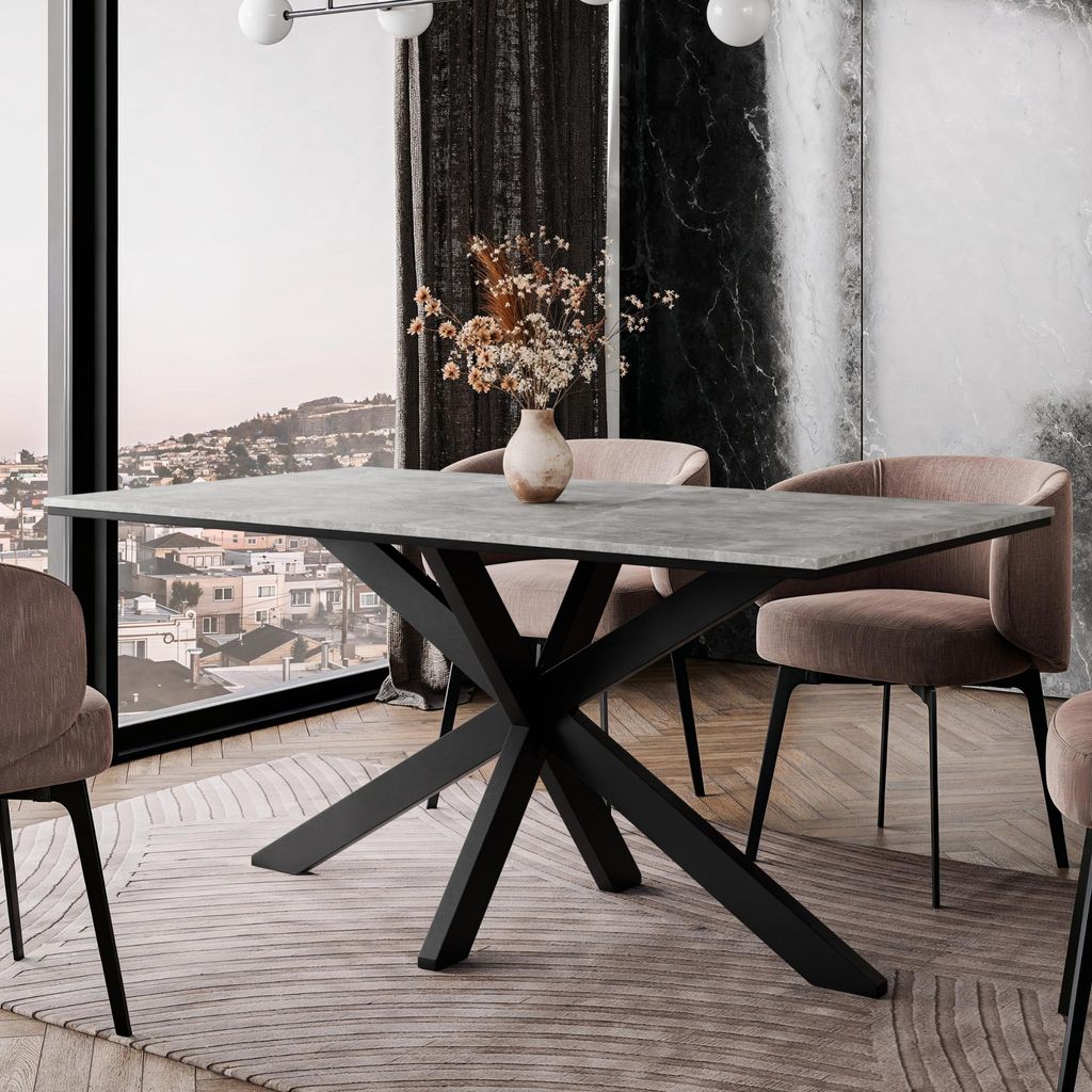 PROROOM FURNITURE Esstisch Betonoptik 160x90 cm für Küche, Esszimmer