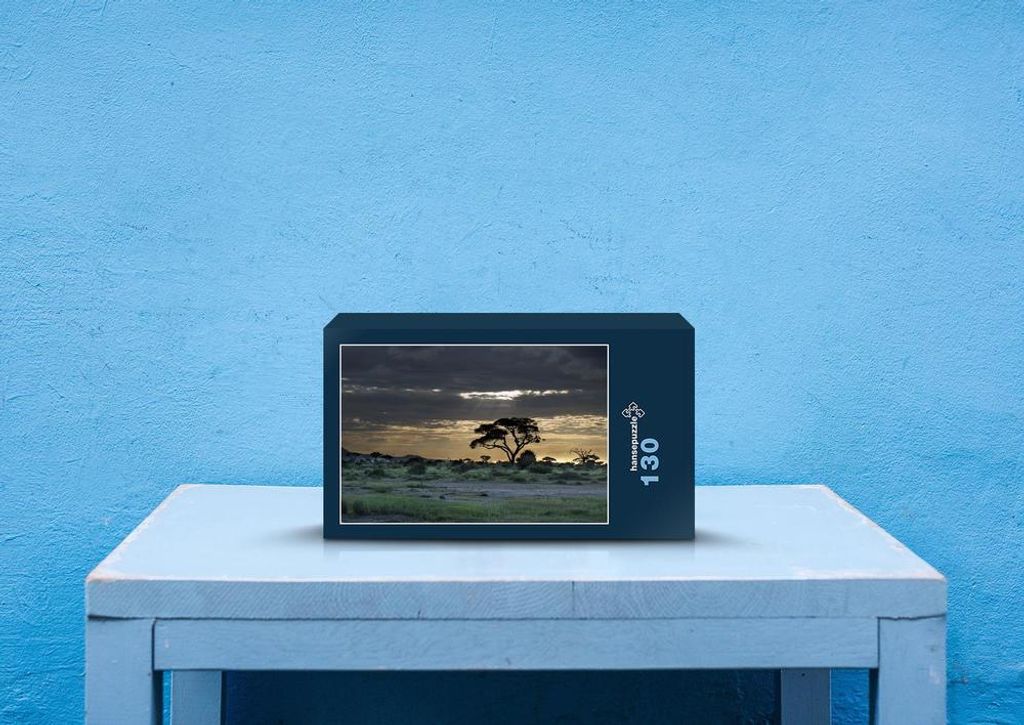 hansepuzzle 75534 - Afrika Puzzle, 130 Teile, Natur, 28,7 x 20,0cm mit hochwertiger Aufbewahrung, Kartonbox und wiederverschließbarem Beutel