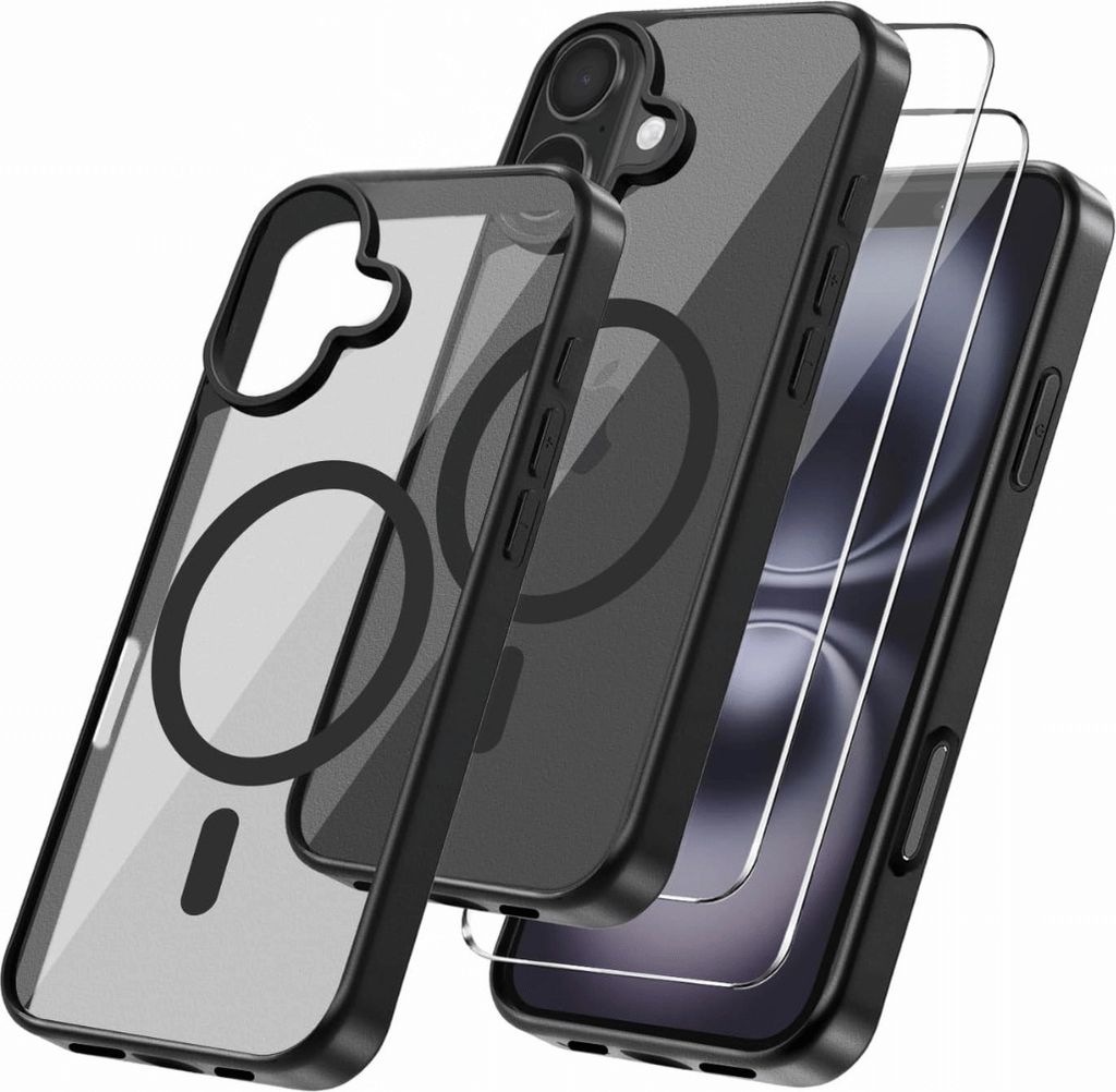 Hülle + 2X Schutzglas für iPhone 16 Plus MagSafe Panzerfolie Silikon Case Cover 9H