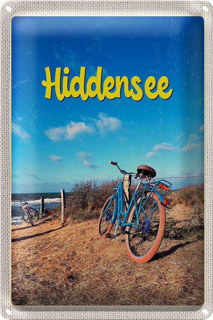 Blechschild Reise 18x12cm Hiddensee Fahrrad Strand Meer Urlaub