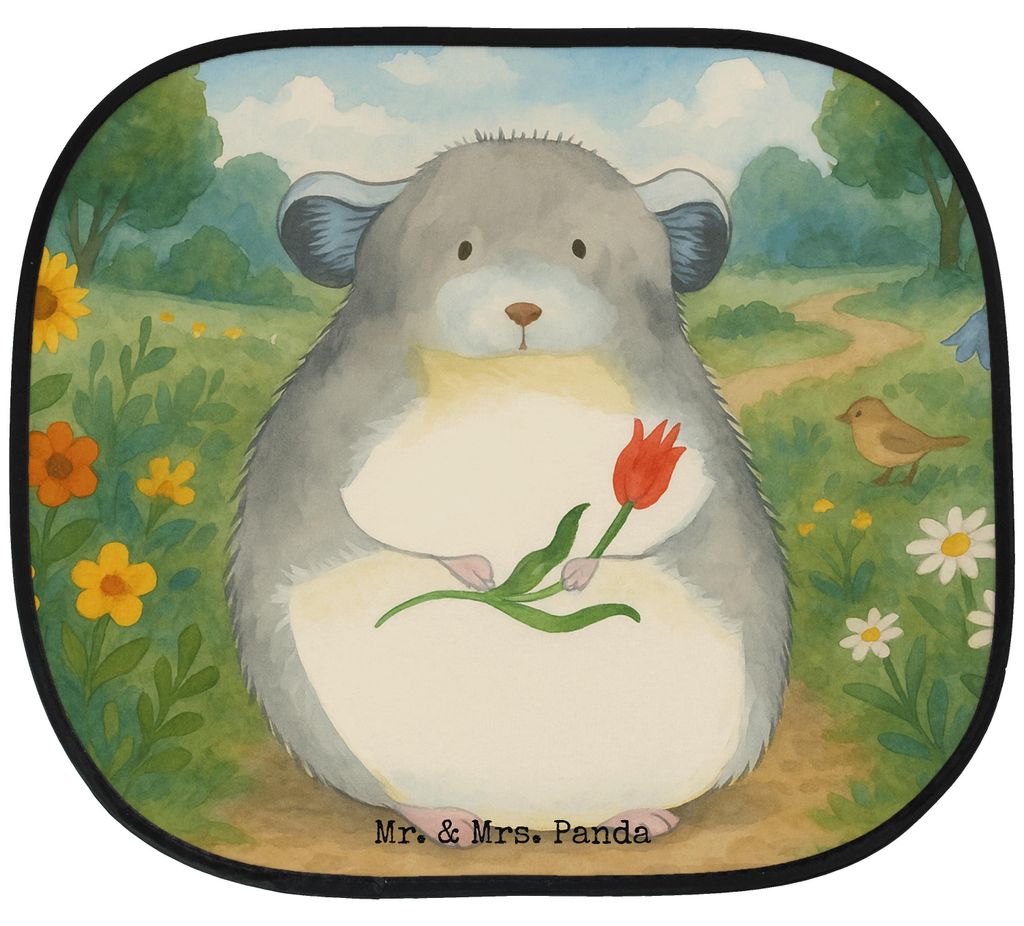Mr. & Mrs. Panda Sonnenblende Auto Chinchilla Blume Design - Weiß - Geschenk, Sonnenschutz, Chaos, für Autoscheiben, Kummer, Seitenscheibe, Lusti...