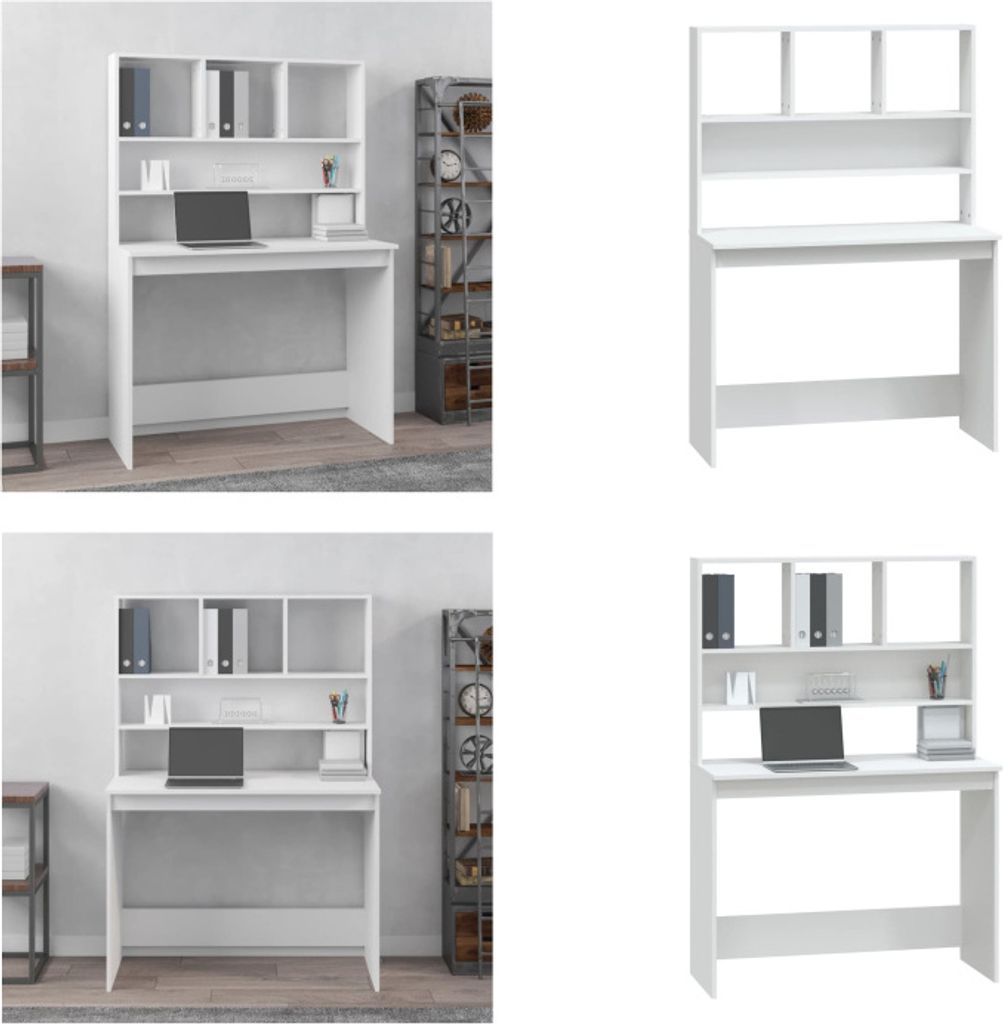 vidaXL Schreibtisch mit Regal Weiß 102x45x148 cm Holzwerkstoff - Schreibtisch - Schreibtische - Bürotisch - Computertisch