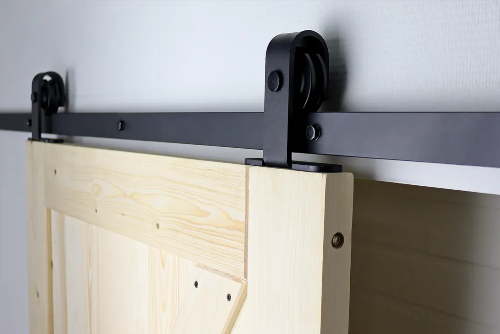 Rail coulissant silencieux noir 200 cm modèle T kit porte bois