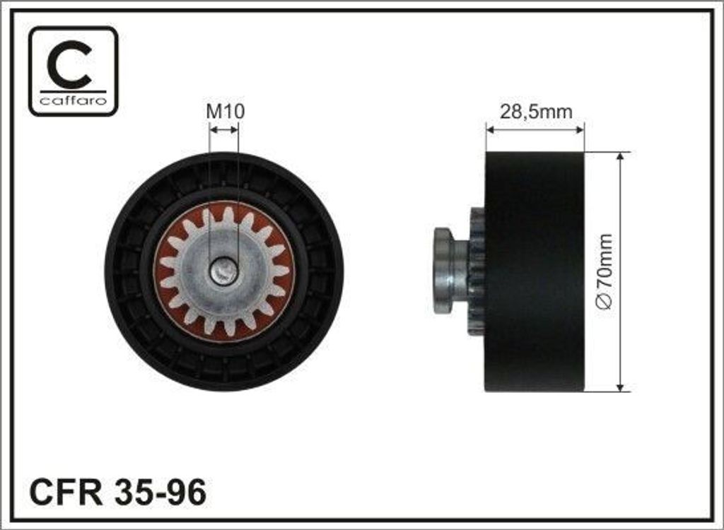 CAFFARO 35-96 Spannrolle Keilrippenriemen 70mm für CITROËN C15 (VD-) C15 Kombi C15 Pritsche / Fahrgestell (VDPD)