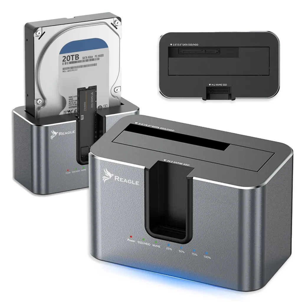 Station SATA et NVMe M.2 avec Fonction Clonage - USB 10Gbps Reagle