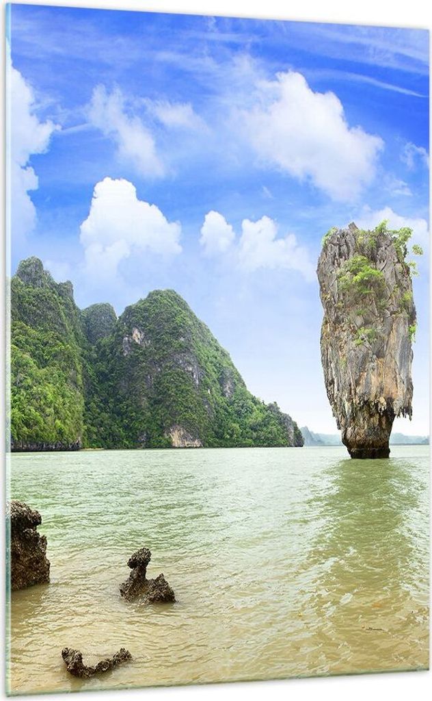 Bilder auf glas - Einteilig - Stein Strand Landschaft - 70x100cm - Glasbilder - Wandbilder - Bilder - zum Aufhängen bereit - Wanddekoration aus Gl...