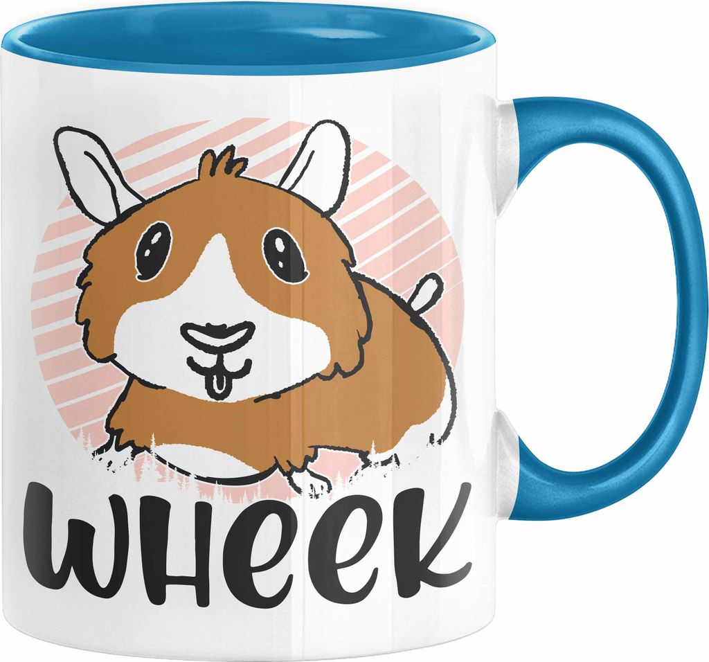 Meerschweinchen Geschenk Tasse Spruch Meerschweinchen-Besitzerin Geschenkidee Kaffee-Becher Wheek (Blau)