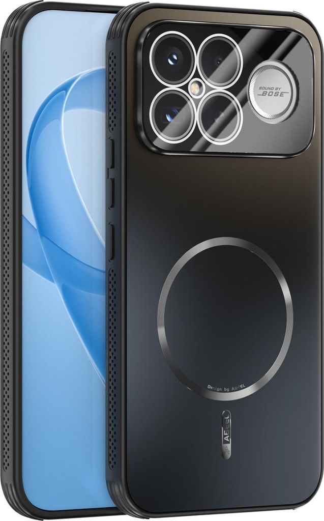 Matte PC TPU Hülle für Xiaomi Poco F8 Ultra/Redmi K90 Pro Max Magnetische Handyhülle mit Linsenabdeckung und Wärmeableitung Stoßstange Schwarz