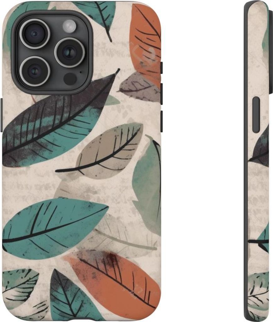 Blattmuster in gedeckten Farben – Hülle Kompatibel mit iPhone 15 Pro Max