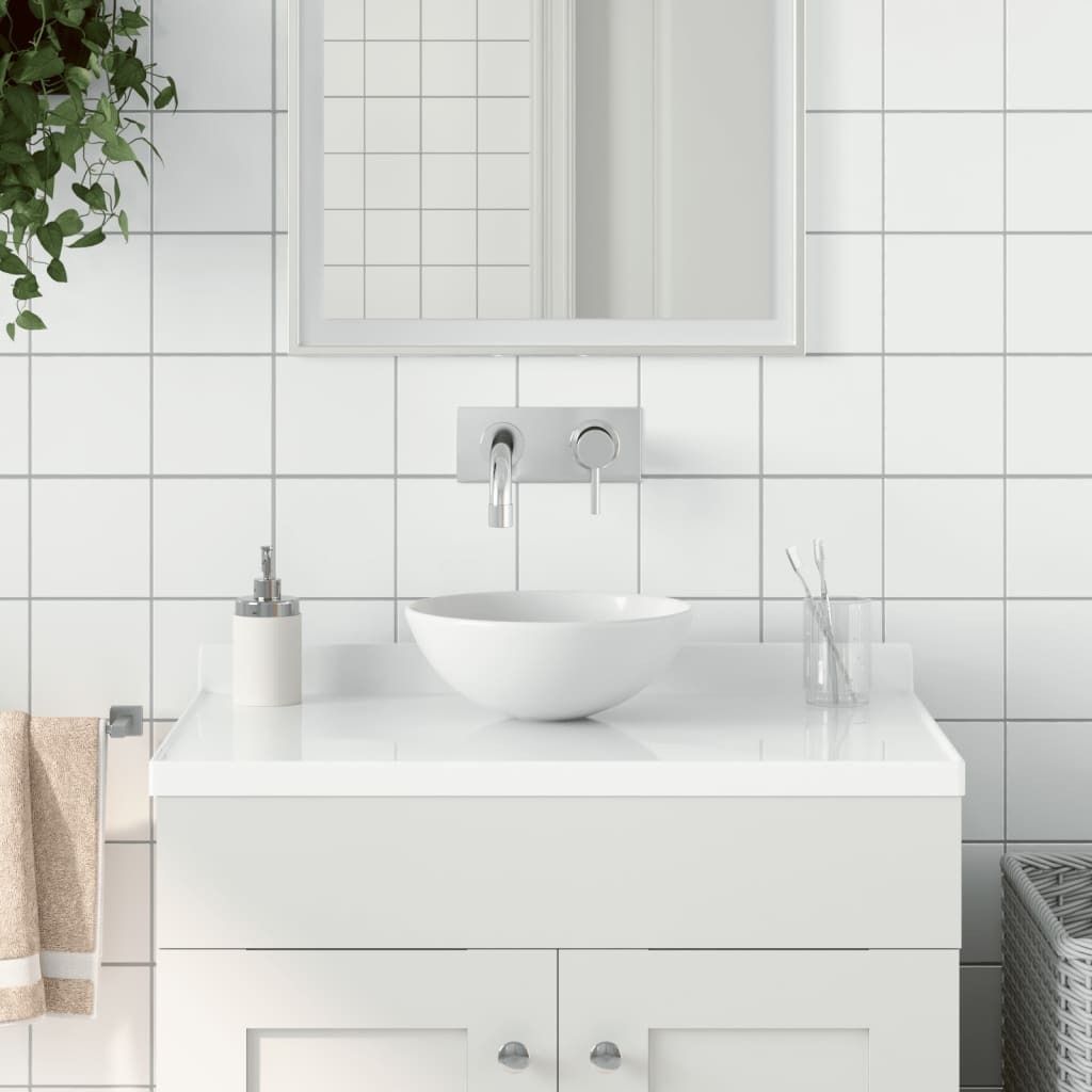 (Angebot 2026)Waschbecken - Aufsatzwaschbecken - Badezimmer - einzigartiges Design - Keramik Mattweiß Rund GermanyMöbel 31945 - Waschbecken