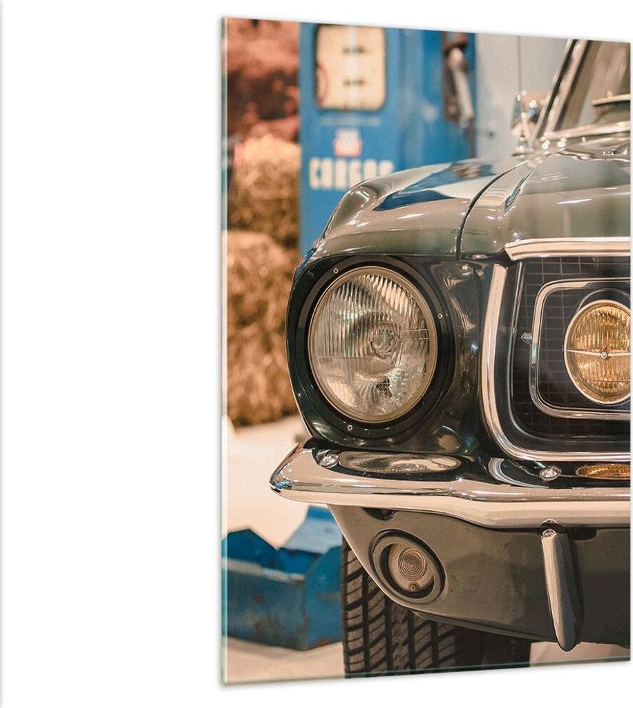 Bilder auf glas - Einteilig - Abdeckung Ford Mustang - 80x120cm - Glasbilder - Wandbilder - Bilder - zum Aufhängen bereit - Wanddekoration aus Gla...