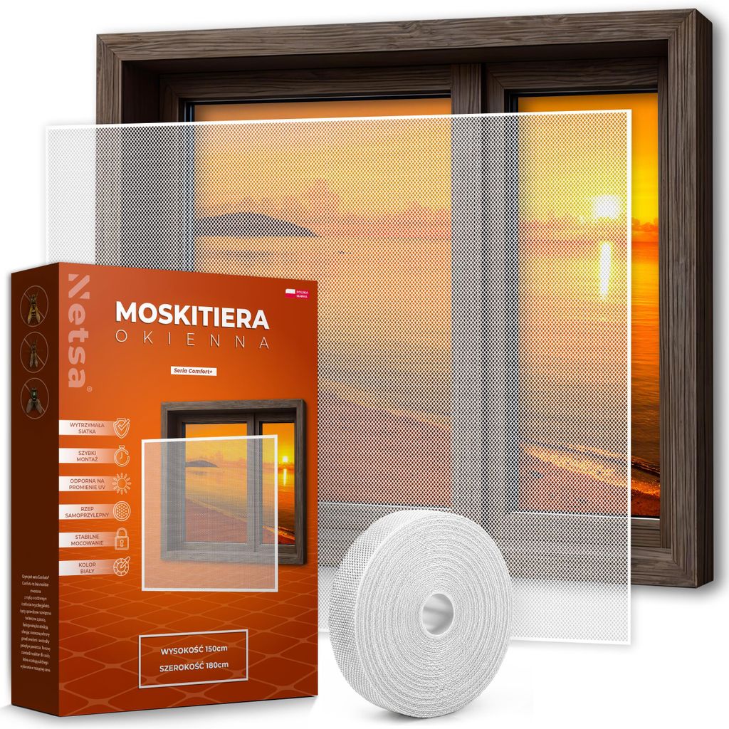 Netsa | Fenster Moskitonetz 150x180 cm Weiß – Fliegengitter Produktbild 