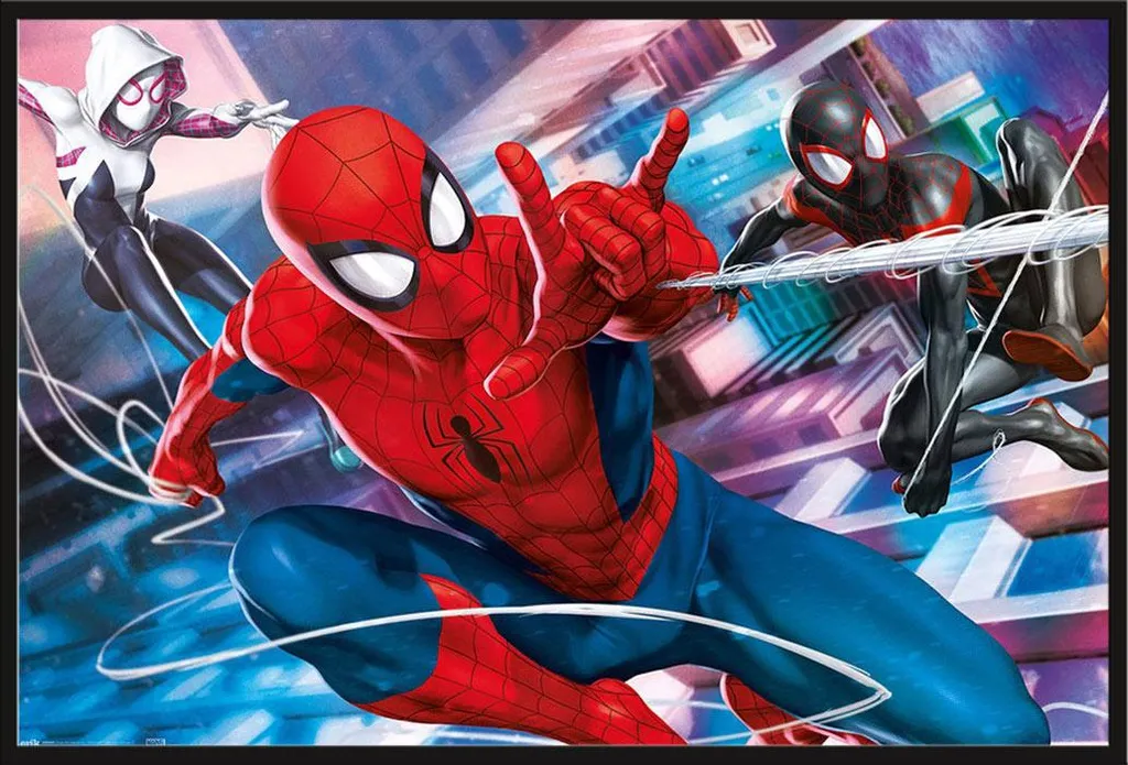 Spider-Man Affiche Peter Miles Gwen avec Cadre Shinsuke Maxi 61x91,5 cm