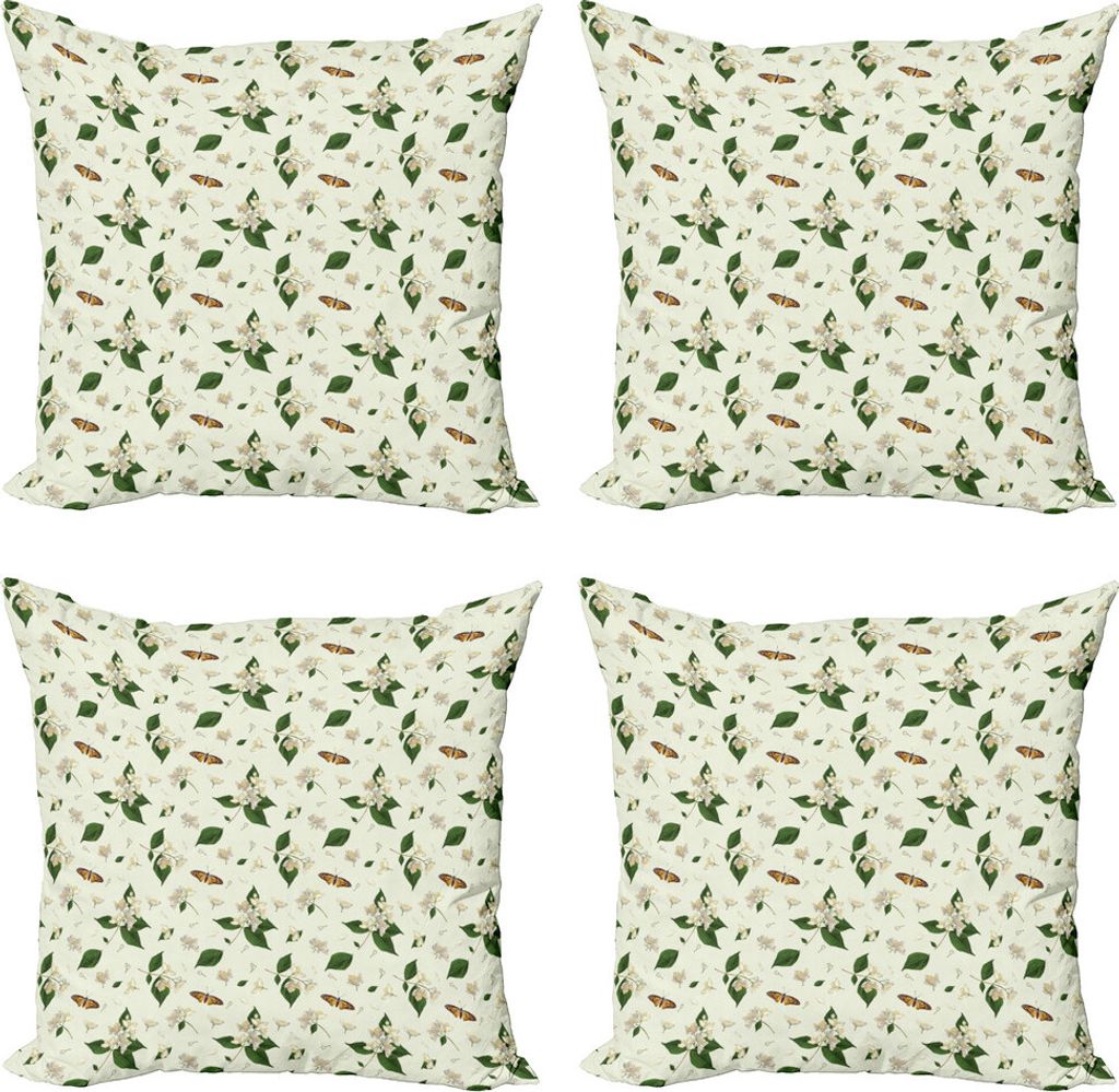 ABAKUHAUS Jasmin Kissenbezug Set (4 Stück), Serene Frühling Natur, Moderner Doppelseitiger Digitaldruck, 45 cm x 45 cm, Mehrfarbig