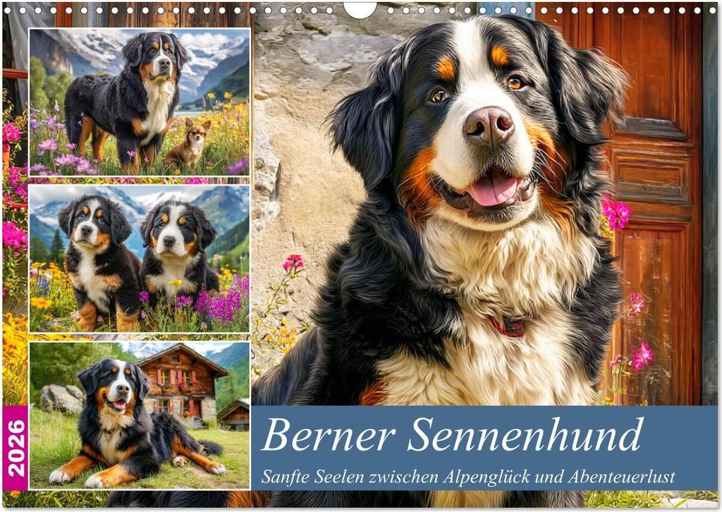 Berner Sennenhund. Sanfte Seelen zwischen Alpenglück und Abenteuerlust (Wandkalender 2026 DIN A3 quer), CALVENDO Monatskalender