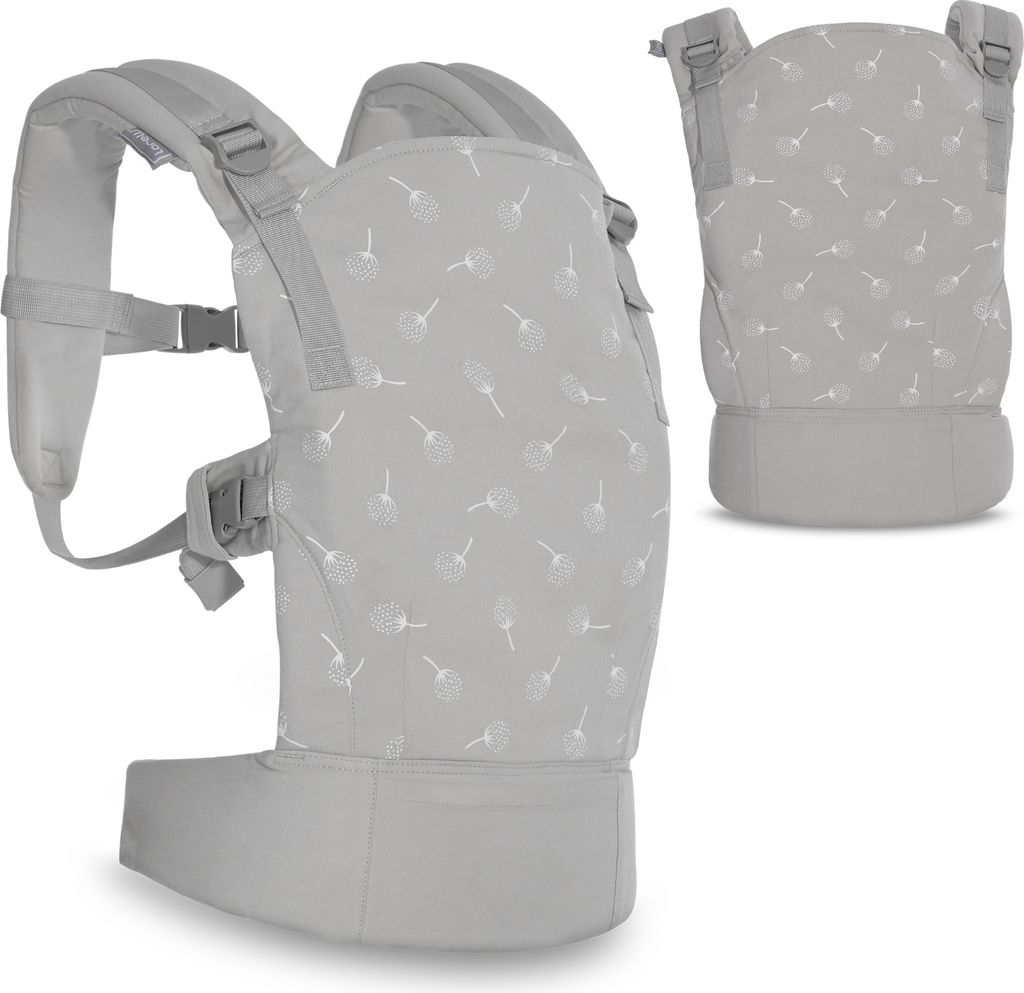 Lorelli ergonomische Babytrage Wally ab 3 Monate bis 20 kg, Kindertrage, atmungsaktives Material, verstellbare Gurte, Bauchtrage für Babys, Grau