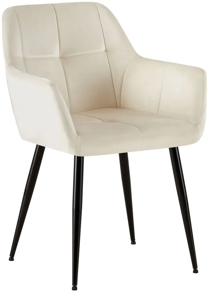 Chaise visiteur Emia velours crème - Fauteuil de bureau design élégant