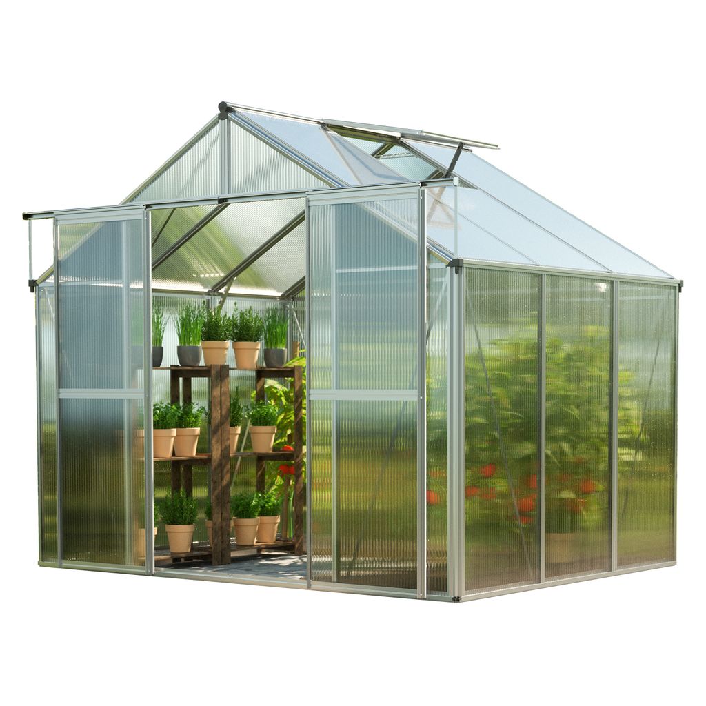 GFP Gewächshaus Topas 3 aus Alu 225x195 cm ca. 8 mm Doppelstegplatten formstabil & witterungsbeständig