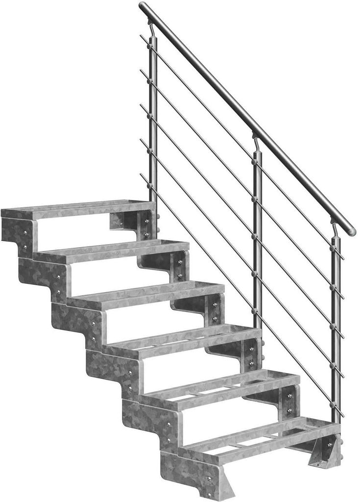 Dolle Außentreppe Gardentop 108-132cm Geschosshöhe mit Einlegerahmen 100cm breit mit Prova-Geländer